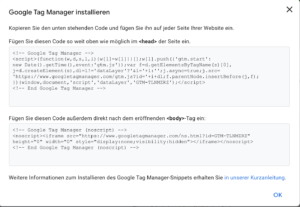 Google Tag Manager installieren